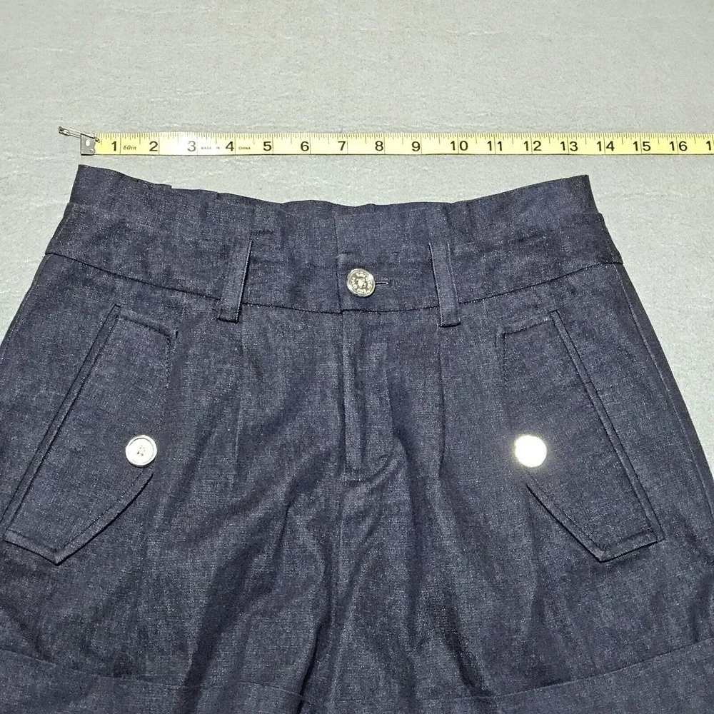 Kate Spade Shorts Women's Sz 2 Dark Blue Denim Stretch Button Accent Pockets‎